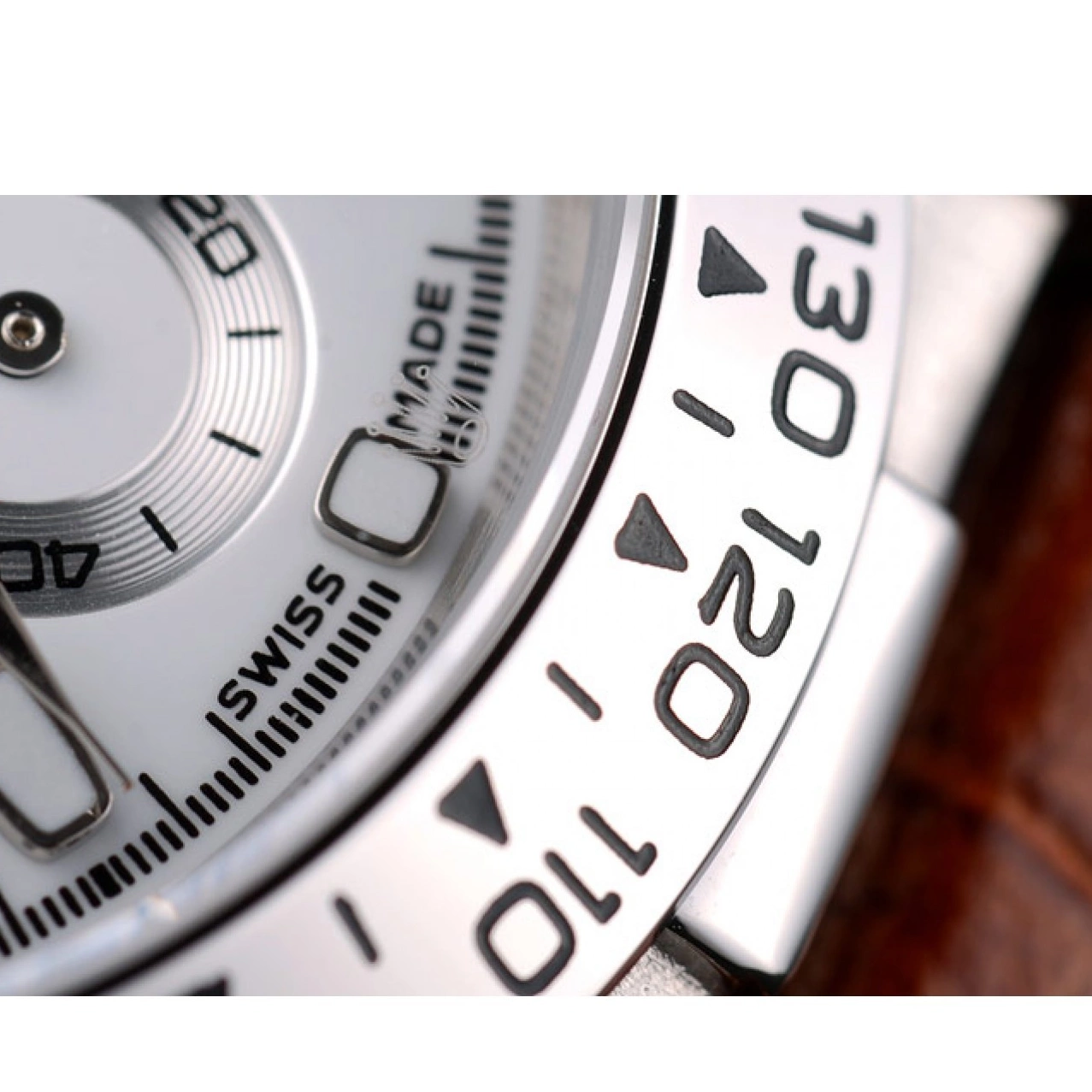 AAA Replica Watches Strap Tachymeter Steel Lady Stainless Daytona Leather Case Brown Rolex White Dial 0704